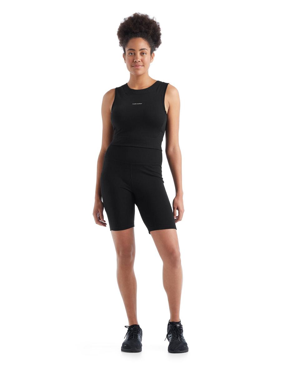 Black Icebreaker Merino Fastray High Rise Women's Shorts | AU 1507JPQJ